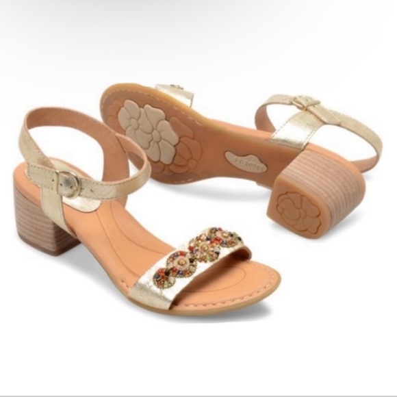Born Shoes - Born Medan Metallic Gold Beaded Embellished Sandals
8 Block Heel Strappy Boho